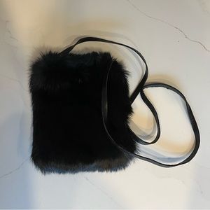 Black faux fur cross body
